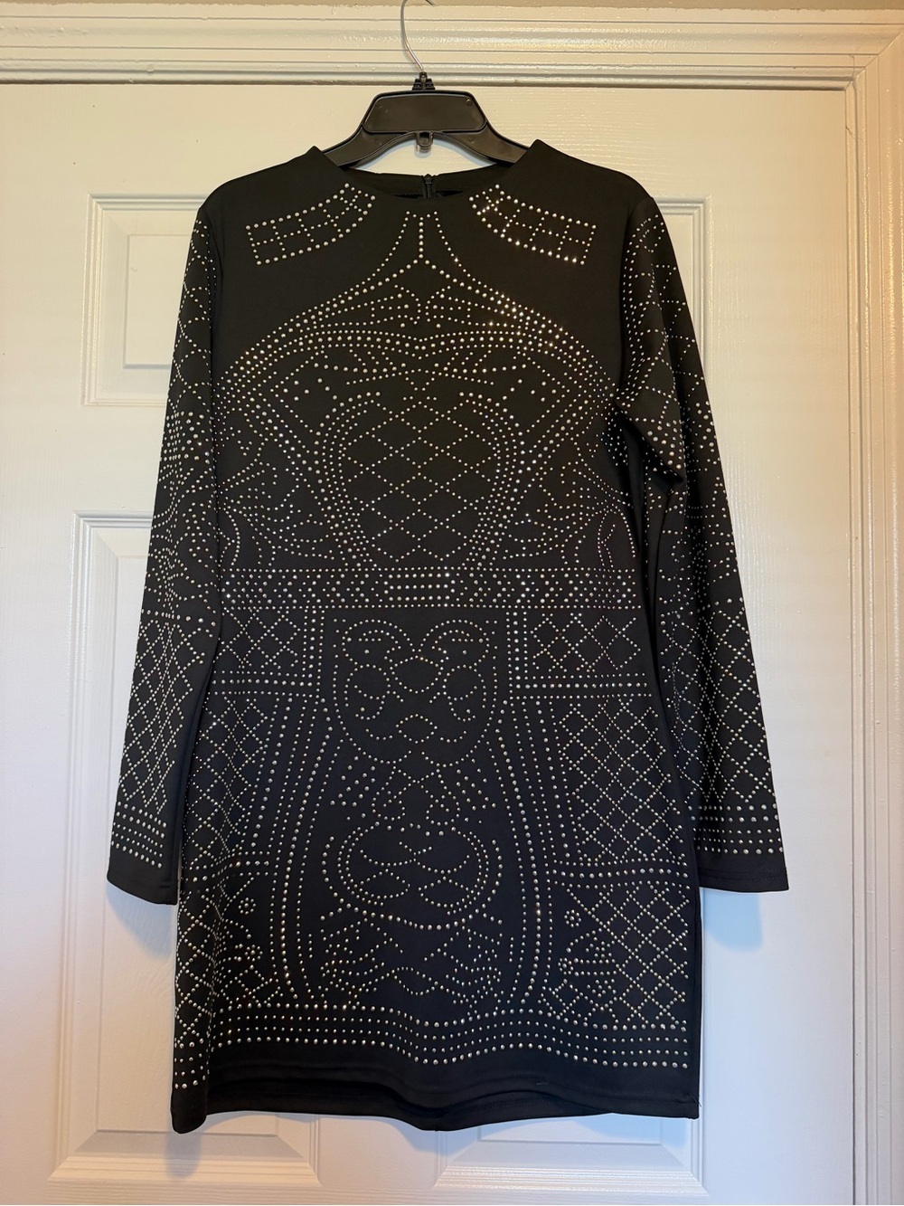 Black Embellished Jewel-Detail Dress